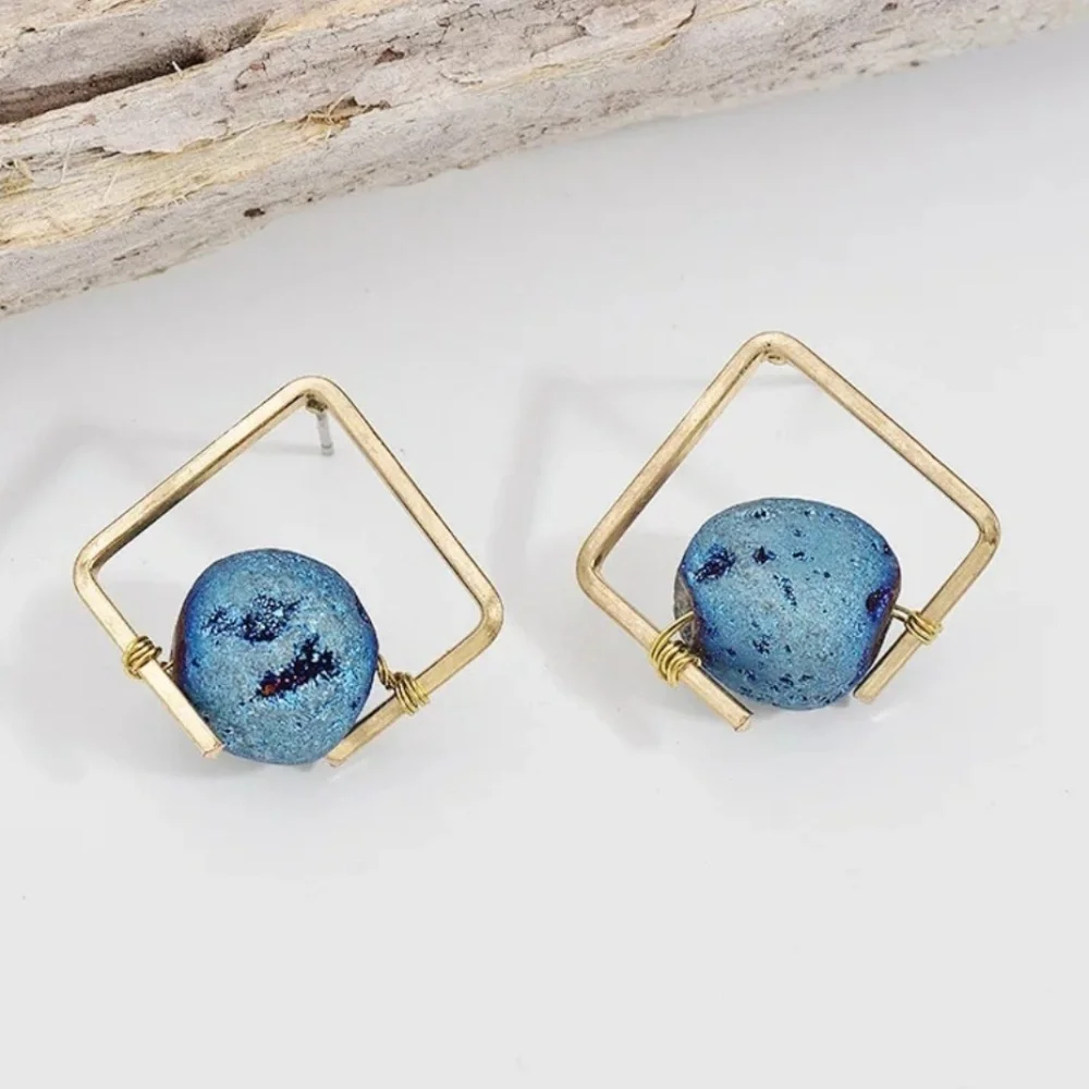 Geometric natural stone earrings - Picture 1 of 4
